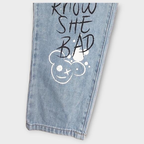 NEW With TAGS - Womens Gemma Rae High Rise Mom Graffiti Blue Jean Size 7 - Picture 9 of 9